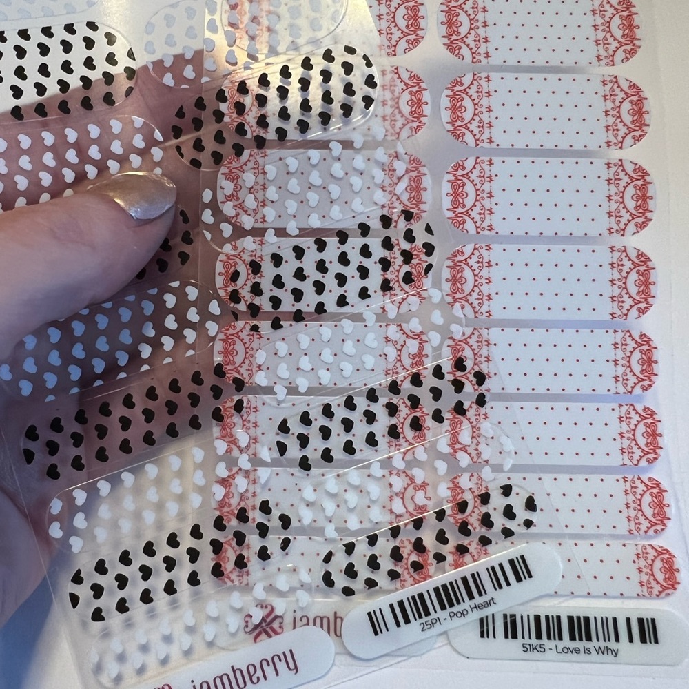 Set of two Jamberry Nail Wraps Pop Heart and Love is Why